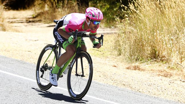 Will Clarke leads the breakaway during stage 1 of the Tour Down Under. Picture: Sarah Reed