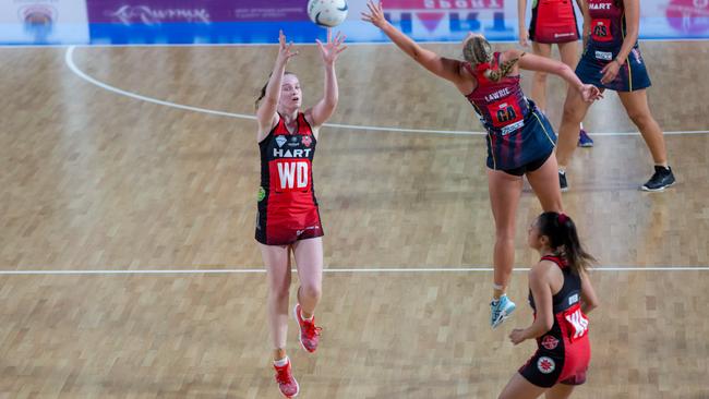 Action from the QUT Wildcats and North Brisbane Cougars Sapphire Series grand final. PIC: Emlyn Jones Photography.