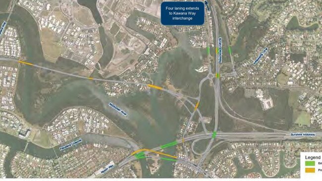 Transport and Main Roads map of the Mooloolah River Interchange.