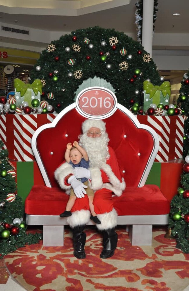 Kayden Crealy with Santa: Sugarland 2016 - Bundaberg. Sent in by Jessica Crealy. 