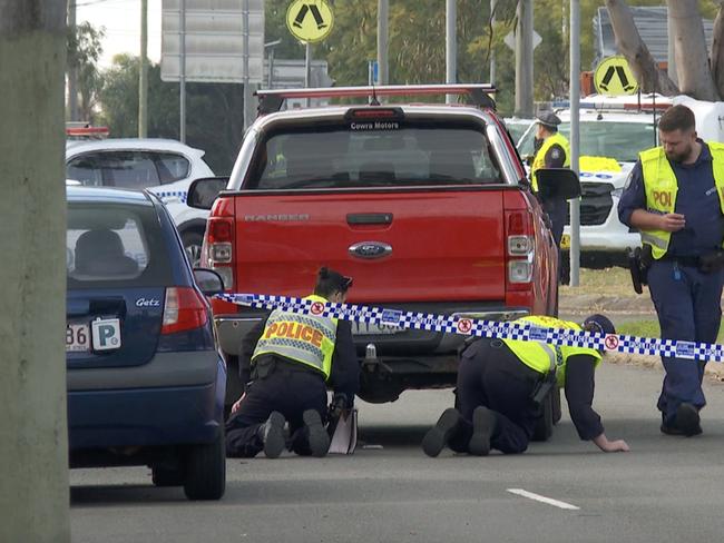 Police established a crime scene and were inspecting vehicles on Thursday morning. Picture: TNV