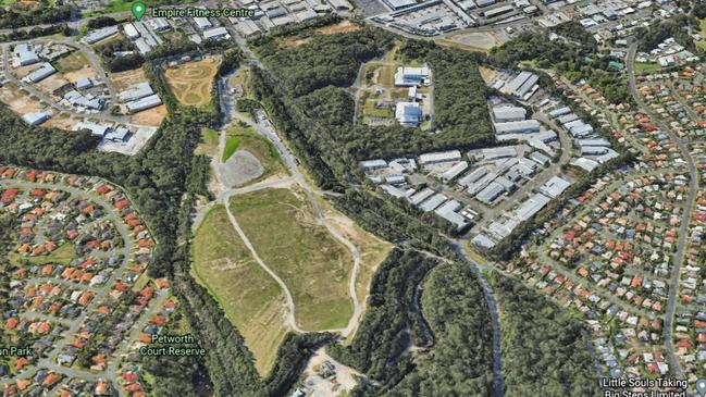 The Suntown tip – aerial view showing the green area now next to the State School at Arundel on the Gold Coast.