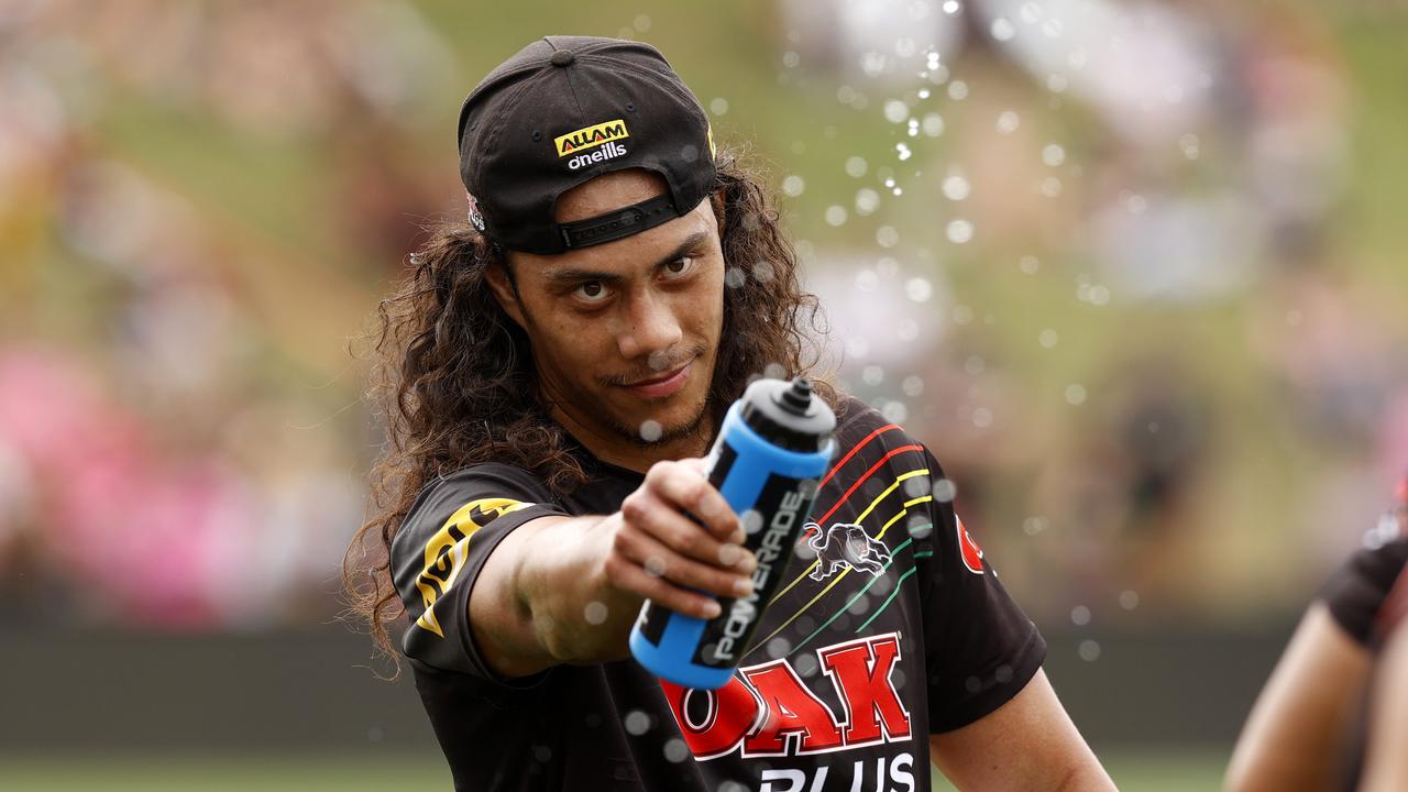 DAILY TELEGRAPH SEPTEMBER 26, 2023. Jarome Luai during the Penrith Panthers fan day and open training session at BlueBet Stadium in Penrith. Picture: Jonathan Ng