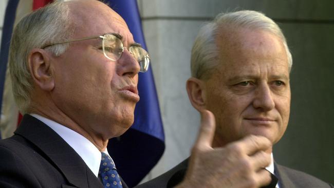 John Howard and then attorney-general Philip Ruddock in May 2004. Picture: AAP