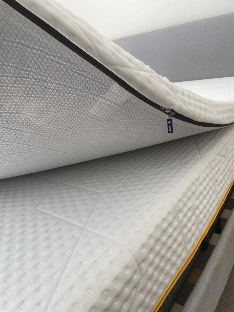 There’s a grippy underside to the Emma Diamond Mattress Topper. Picture: Melody Teh/Supplied
