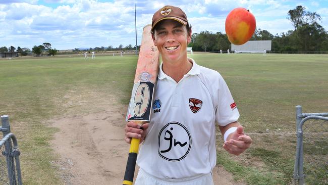 Marburg Mt Crosby all-rounder Lee Watts regularly travels from his Mackay farm to play in Ipswich and Toowoomba for the Thunder. The former Ipswich Logan Hornets cricketer often brings some mangoes home. Picture: Richard Waugh/AAP Image