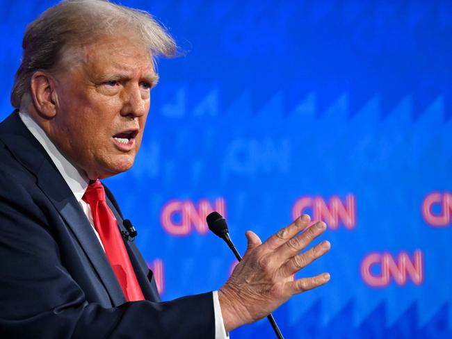 Fact checked have identified 13 claims made by Donald Trump during the first UD leaders debate as false. Picture: AFP