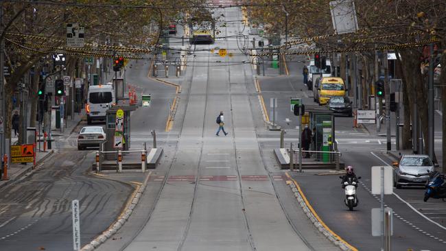 A near-deserted Melbourne CBD. Picture: Paul Jeffers