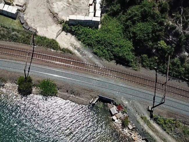 Stone blocks now have to be taken across the rail line to the river. Picture: Mitchell Hubbard.