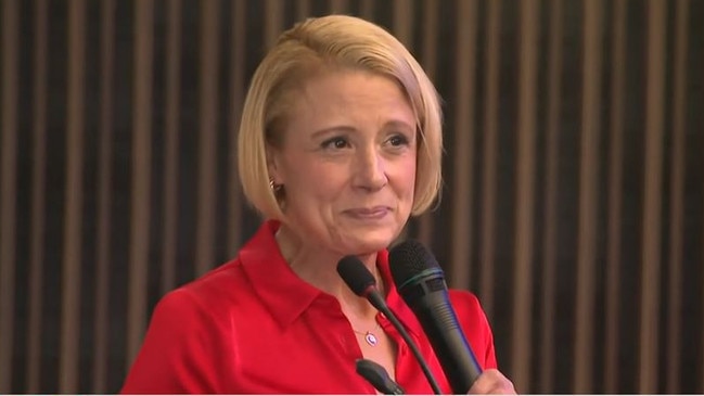 Kristina Keneally speaks on Saturday night. Picture: ABC News