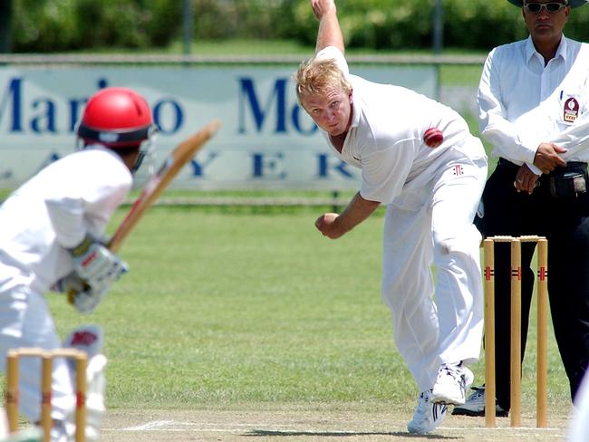 Cricket Action pics Barron River vs. United. Pictured is Barron River bowler Dan Weston.