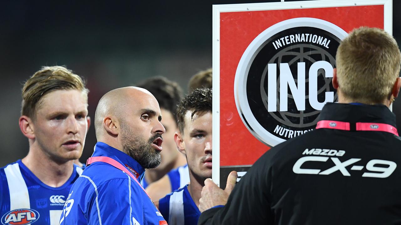 Rhyce Shaw says he is happy for North Melbourne to chase John Longmire for its coaching vacancy. Picture: Quinn Rooney/Getty Images.