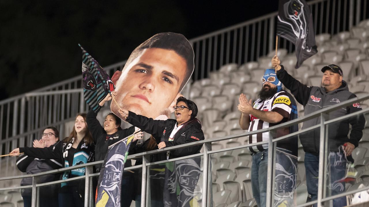 Panthers fans at Netstrata Jubilee Stadium in Sydney on Thursday night. Picture: Craig Golding/AAP