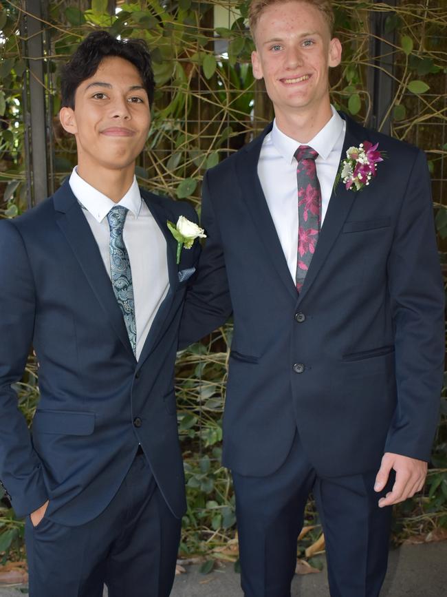 Dave Terry and Isaac Wix were ready to celebrate at the Mackay State High School 2021 Year 12 formal, November 16, 2021. Photo: Tara Miko and Janessa Ekert