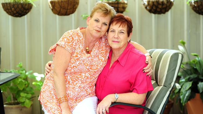 Phyllis Harrison’s daughters Julie Lane and Dianne Smoker in 2015.