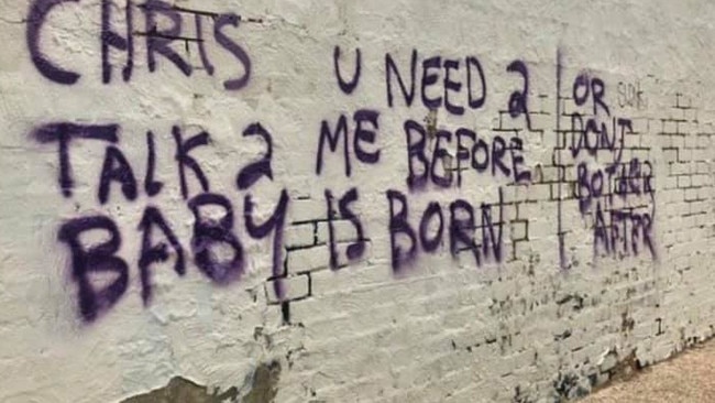 Stacey Currie’s graffiti calling for Chris.