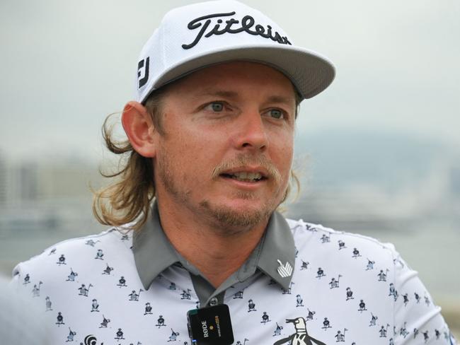 The Open Championship winner Cam Smith talks to the media during a photo call at the Harbourfront in Hong Kong on November 7, 2023 ahead of the Hong Kong Open golf tournament, which will run between 9-12 November 2023 at Fanling Golf Course. (Photo by Peter PARKS / AFP)