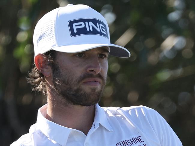 SOUTHAMPTON, BERMUDA - NOVEMBER 09: Harrison Endycott of Australia watches his shot from the first tee during the first round of the Butterfield Bermuda Championship at Port Royal Golf Course on November 09, 2023 in Southampton, Bermuda.   Gregory Shamus/Getty Images/AFP (Photo by Gregory Shamus / GETTY IMAGES NORTH AMERICA / Getty Images via AFP)