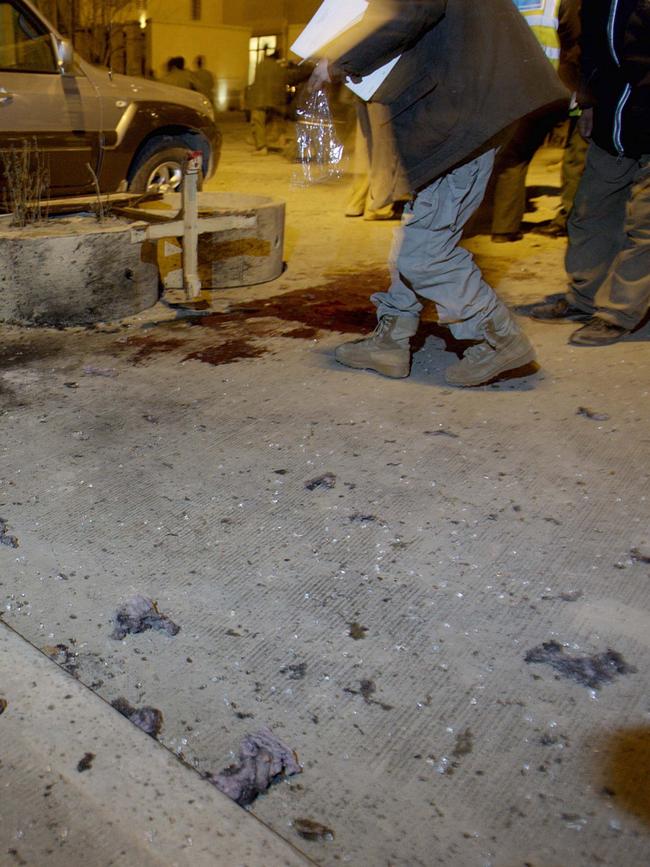 The scene after a Taliban suicide bomber blew himself up outside the Serena Hotel in Kabul. Picture: AFP