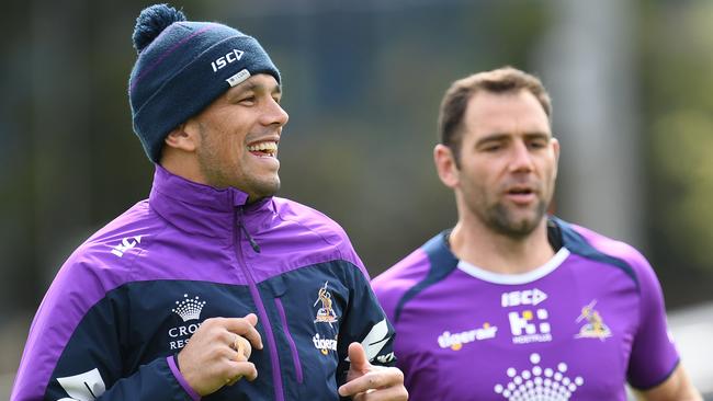 Will Chambers (left) and Cameron Smith have officially played their last game together. Picture: AAP Image/Julian Smith