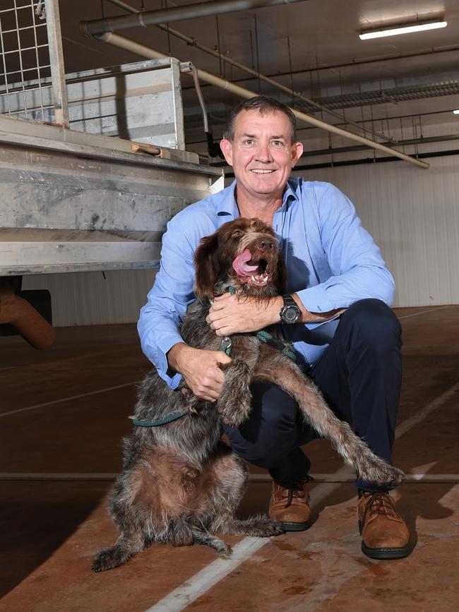 Shadow Minister for Infrastructure, Planning and Logistics Gerard Maley and his dog Fritz. Picture: Katrina Bridgeford