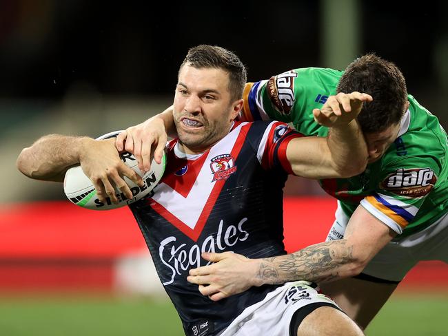 James Tedesco of the Roosters never stopped trying. Picture: Cameron Spencer/Getty Images