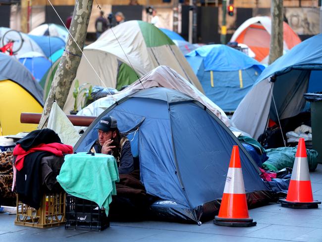 Tents in place at Martin Place. Picture: John Grainger