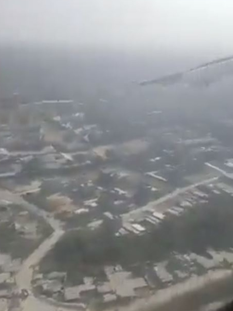 The footage appears to show the city of Pokhara below the plane. Picture: Twitter