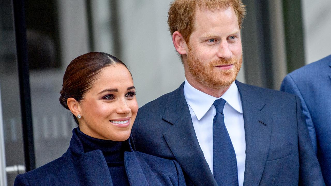 Harry and Meghan pictured during a visit to the One World Observatory in New York. Picture: Getty Images.