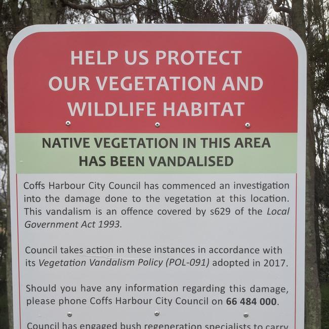 Coffs Harbour City Council has erected this sign on the headland at Woolgoolga.