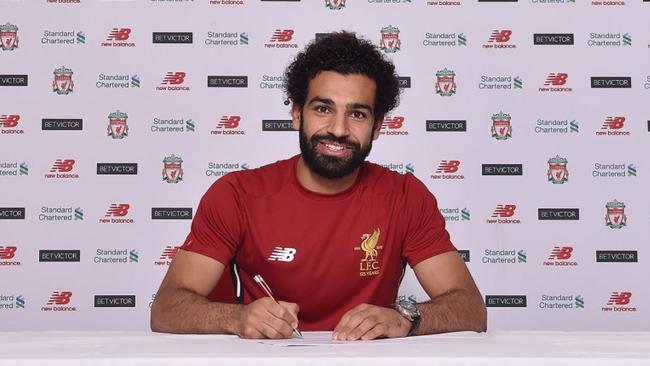 Mohamed Salah after signing with Liverpool.