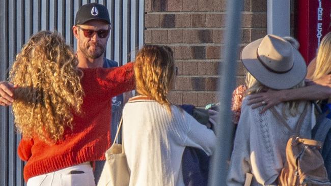 Chris Hemsworth, Lauren Phillips and Elsa Pataky after returning from a group holiday to Lord Howe Island.