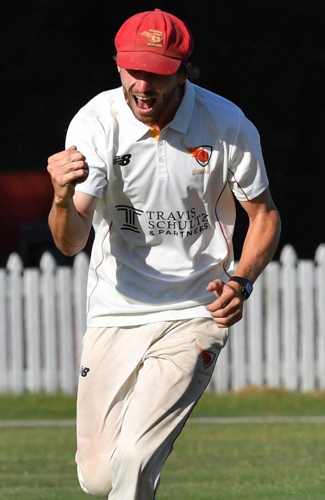 Nick Selman celebrates a wicket. Picture: Warren Lynham Photography.