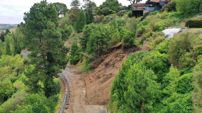 Deviation Road between Fyansford and Geelong West/Newtown. Deviation Rd is still closed while a landslip is cleaned up and stabilised. Picture: Alan Barber