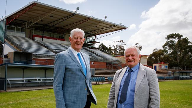 Former Central District footballers Terry Moore and Julian Swinstead. Picture Matt Turner.