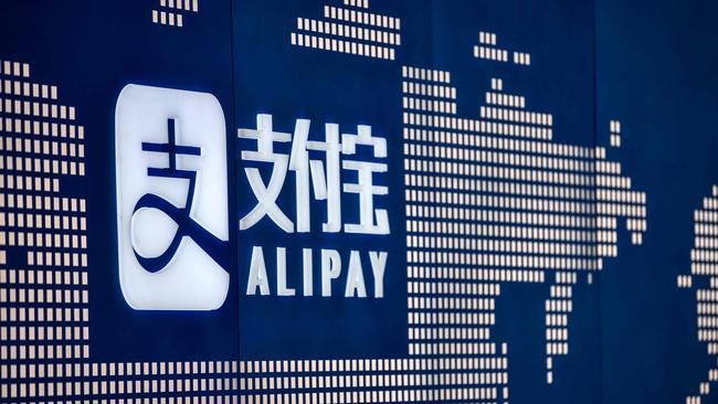 An Alipay logo in the Shanghai office building of Ant Group in Shanghai. Picture: AFP