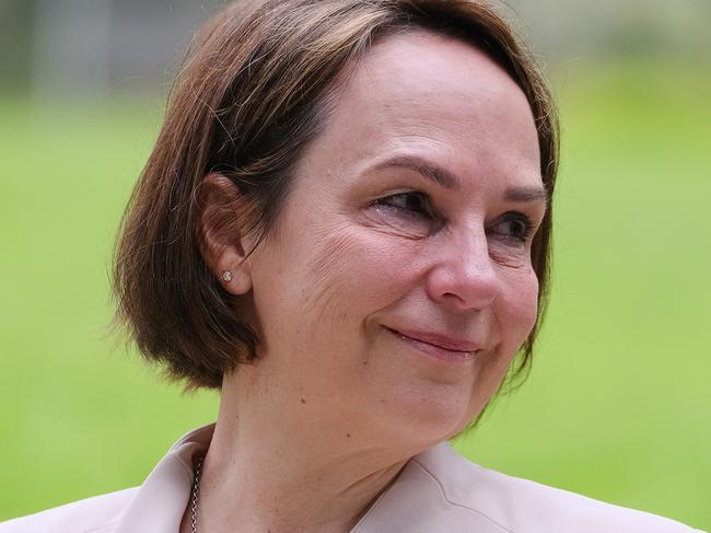 MELBOURNE, AUSTRALIA - NewsWire Photos October 23, 2022:  Photo of Victorian Minister for Innovation Medical Research and the Digital Economy Jaala Pulford shedding a tear during a press conference in Melbourne.Picture: NCA NewsWire / Luis Ascui