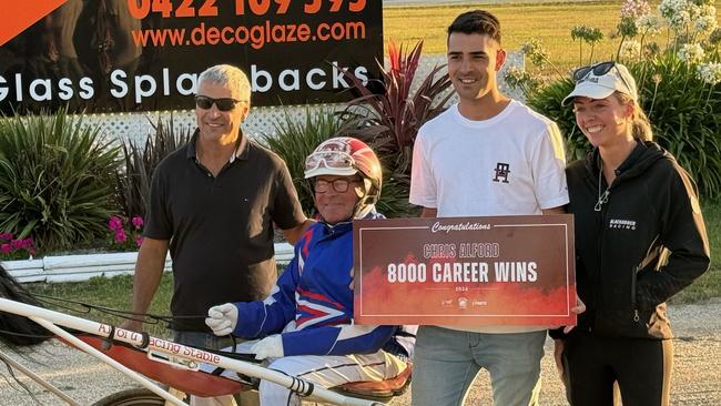 Harness driving champion Chris Alford after winning his 8000th. Picture: Bronte Nieuwenberg