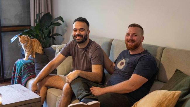 Homeowners James Rabaud and Bradford Jefferies said their rate has doubled since they recently bought a property. Picture: Christian Anstey