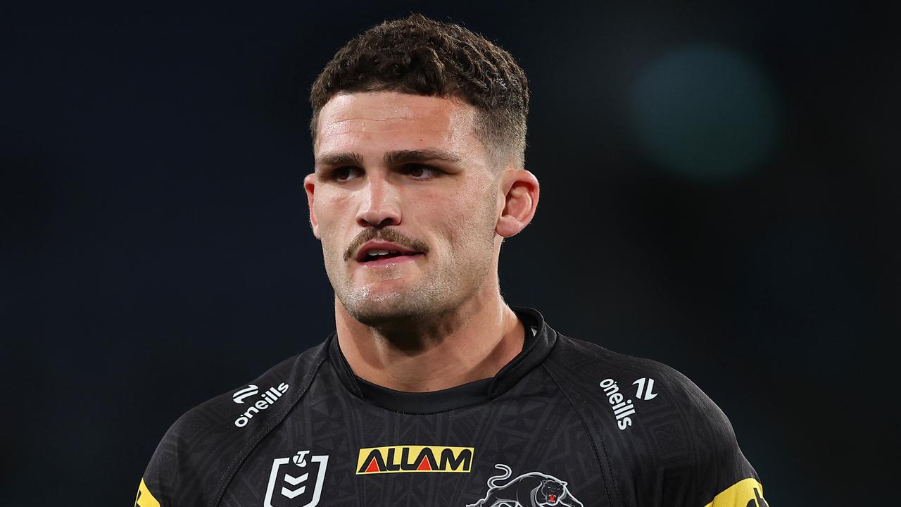 SYDNEY, AUSTRALIA - SEPTEMBER 28: Nathan Cleary of the Panthers warms up ahead of the NRL Preliminary Final match between the Penrith Panthers and the Cronulla Sharks at Accor Stadium on September 28, 2024 in Sydney, Australia. (Photo by Matt King/Getty Images)