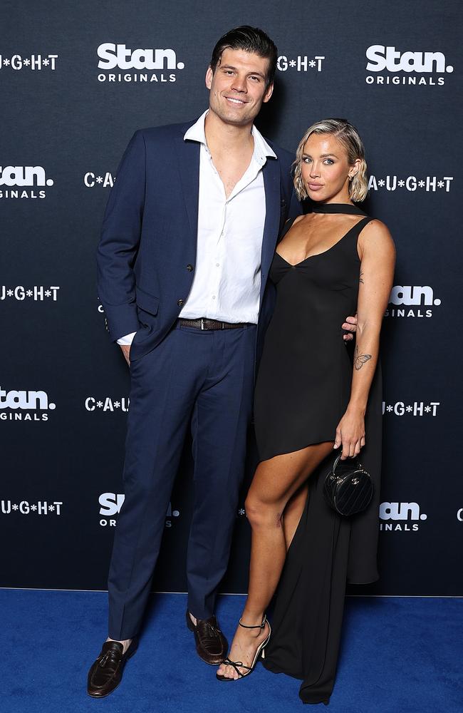 Matt Zukowski and Tammy Hembrow attend the global premiere of C*A*U*G*H*T at Sydney Opera House. (Photo by Brendon Thorne/Getty Images)