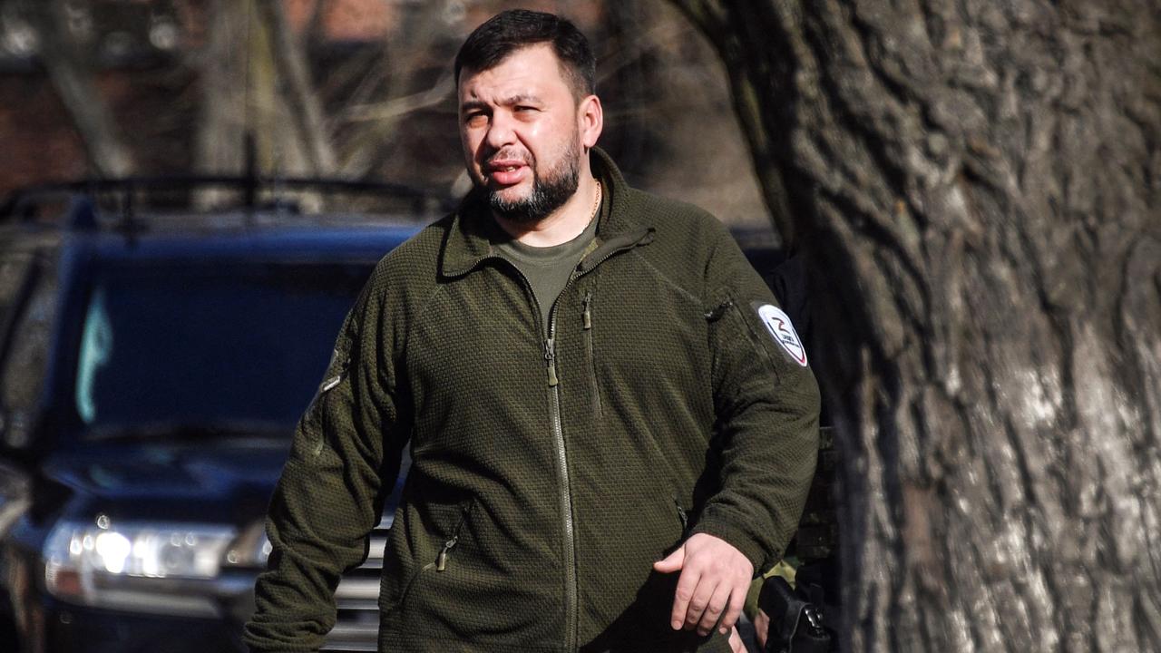 Denis Pushilin (C), leader of the separatists in the self-proclaimed Donetsk People's Republic (DNR). Picture: Alexander Nemenov/AFP