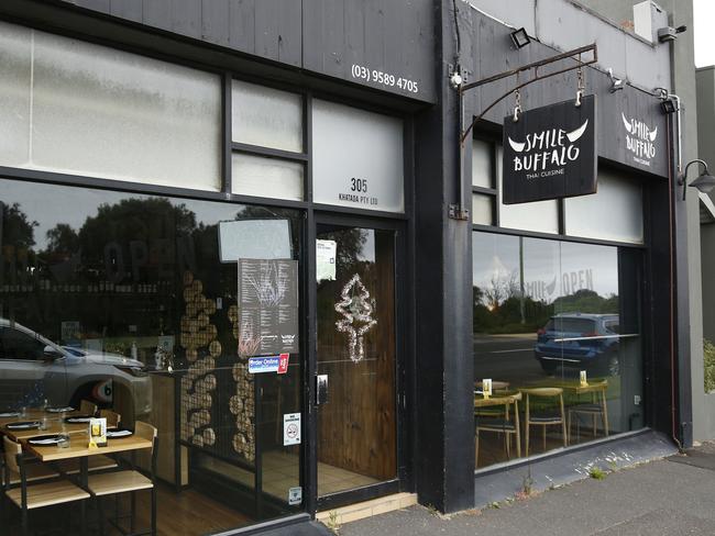 The Smile Buffalo Thai Cuisine restaurant in Black Rock is seen, Melbourne. Thursday, December 31, 2020. Photo: Daniel Pockett / The Australian