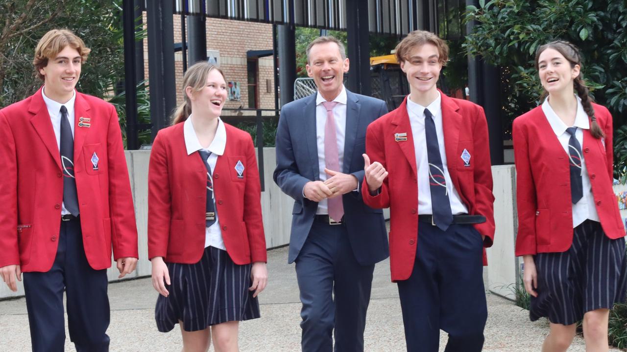 St Andrew’s Anglican College principal Chris Ivey with students.