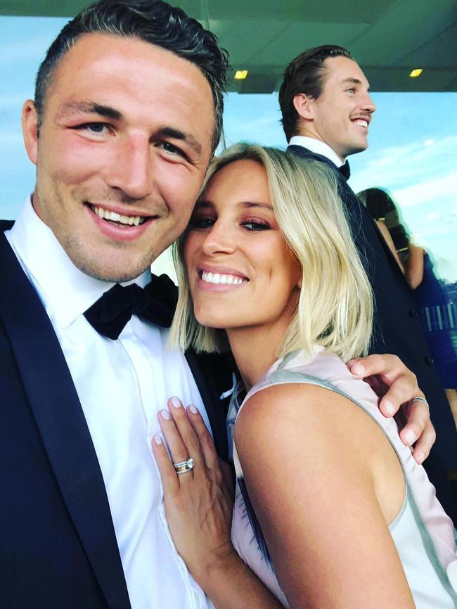 Sam Burgess has been charged with intimidating the father of his estranged wife Phoebe Hooke.