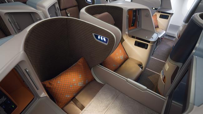 Singapore Airlines business class on the Airbus A350-900.