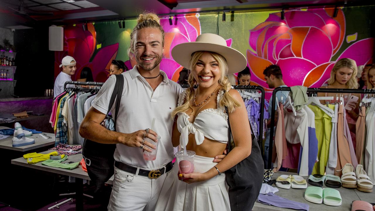 Nate Taplin and Shayla Jay at Fashion label boohoo’s gifting suite event at Miss Mee in Nobby Beach. Picture: Jerad Williams