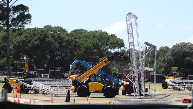 The Thor: Love and Thunder set was dismantled at Sydney’s Centennial Park on Wednesday. Picture: John Grainger