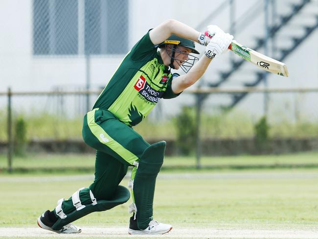 Rovers' Seth McGinty bats in the Cricket Far North 40 overs match held at Griffiths Park, Manunda. Picture: Brendan Radke