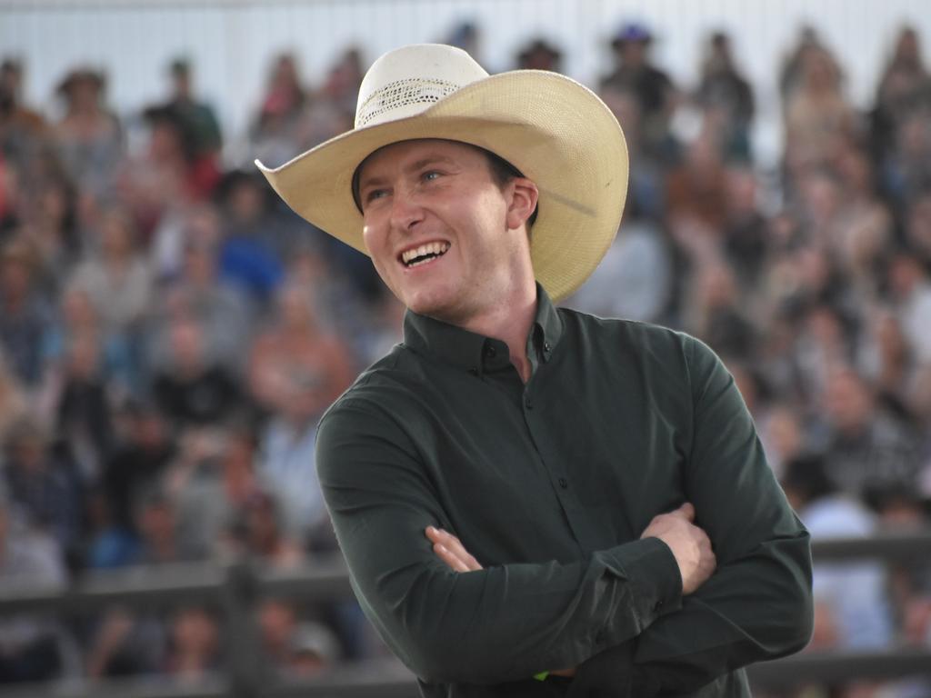 Champion bull rider Sam Woodall at the inaugural Dittmann Bucking Bulls and Bull Pit Bull Bash, Saturday, August 28, 2021. Picture: Lillian Watkins